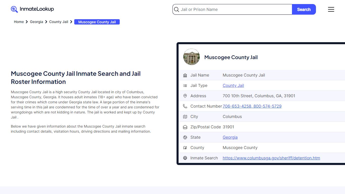 Muscogee County Jail Inmate Search - Columbus Georgia - Inmate Lookup